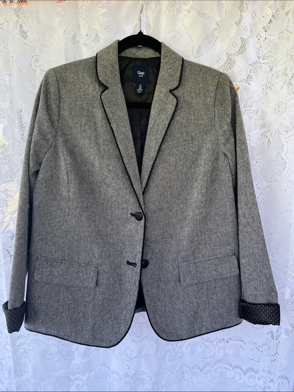GAP Gray Women's Blazer with Black Piping